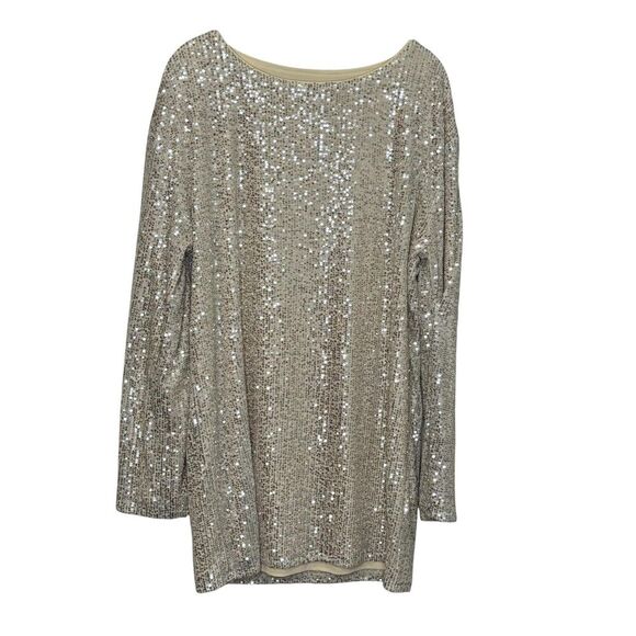 Lovers and Friends Dress Medium Coco Tunic Gold Sequin Long Sleeve Mini Party - Picture 1 of 9